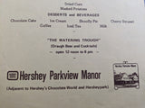 Vintage Menu Pennsylvania Dutch Buffet $3.25 Hershey Estates Parkview Manor