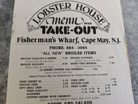 Lobster House Restaurant Vintage Take-Out Menu Cape May New Jersey