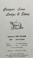 Cougar Lane Lodge & Store Restaurant Menu Agness Gold Beach Rogue River Oregon