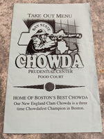 Bay State Chowda Take Out Menu Prudential Center Food Court Boston Massachusetts