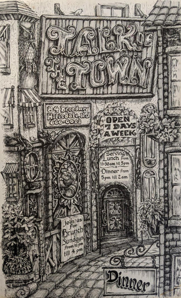 1970's TALK Of The TOWN Restaurant Large Menu Hillsdale New Jersey Joe Muti Art