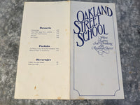 1979 OAKLAND STREET SCHOOL Restaurant Menu Red Bank New Jersey