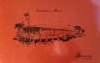 1981 HARRISON'S On The Water Laminated Restaurant Menu Fort Lauderdale Florida