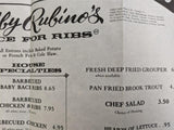 1981 BOBBY RUBINO'S Place For Ribs Restaurant Menu Florida & Ontario Canada