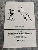The KUBBARD Coffee Shoppe Outgoing Orders Take-Out Menu Marlboro New Jersey
