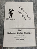 The KUBBARD Coffee Shoppe Outgoing Orders Take-Out Menu Marlboro New Jersey
