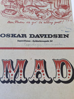 Vintage OSKAR DAVIDSEN Restaurant Large Menu Copenhagen Denmark