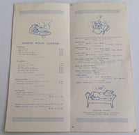 1960's HOTEL PLAZA Dog Offers DOGGY Food & Spa Menu Bruxelles Brussels Belgium