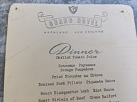 1959 GRAND HOTEL Restaurant Dinner Menu Card Auckland New Zealand