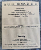 1980's The VARSITY CLUB Restaurant Vintage Mini Menu Fair Haven New Jersey