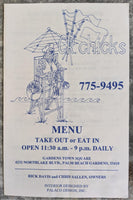 1990's C.R. CHICKS Restaurant Vintage Menu Palm Beach Gardens Florida