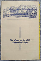 1956 The HOUSE On The HILL Restaurant Menu Kennebunkport Maine
