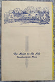 1956 The HOUSE On The HILL Restaurant Menu Kennebunkport Maine