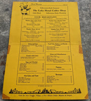 1957 LAKE HOTEL Coffee Shop Breakfast Menu Yellowstone National Park Wyoming