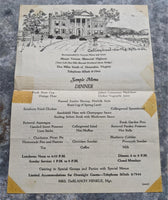 1950's COLLINGWOOD On The Potamac Restaurant Dinner Menu Alexandria Virginia