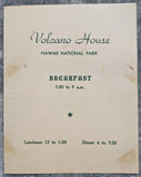 1960 VOLCANO HOUSE Restaurant Breakfast Menu Hawaii National Park Kilauea