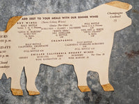 1950's SAN ROQUE Steak House Restaurant Cow Menu Santa Barbara California