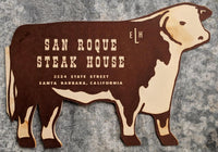 1950's SAN ROQUE Steak House Restaurant Cow Menu Santa Barbara California