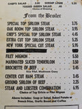 1960's The OAK ROOM Restaurant Tall Menu Encino California