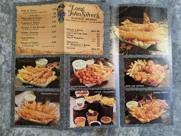 1980's LONG JOHN SILVER'S Seafood Shoppes Brochure Photo Menu – Vintage ...