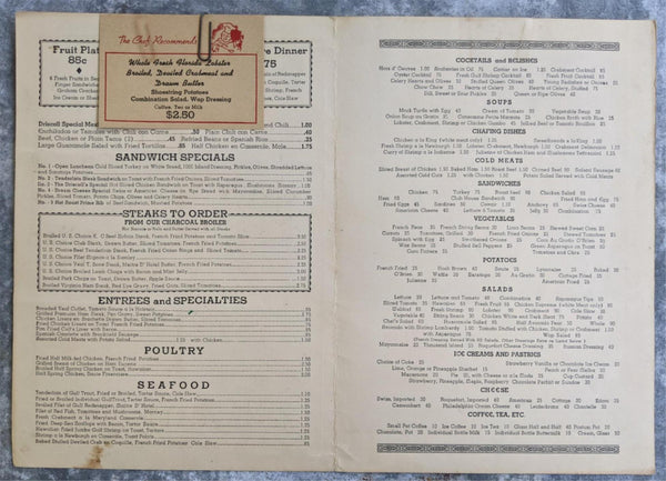 1949 Robert DRISCOLL HOTEL Morocco Room Restaurant Menu Corpus Christi ...