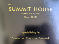 1960's The SUMMIT HOUSE Restaurant Dinner Menu Branford Hills Connecticut