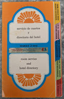 1970's Vintage Original Room Service Menu HOTEL FIESTA PALACE Mexico City DF