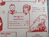1950's PRITCHETT'S SMORGASBORD Restaurant Kiddie Coloring Menu Elkhart Indiana