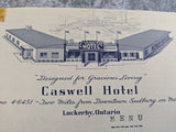 1950's CASWELL HOTEL Restaurant Menu McFarlane Lake Rd. Sudbury Ontario Canada