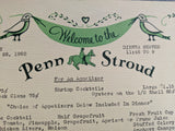 1960 PENN STROUD Restaurant Dinner Menu Stroudsburg Pennsylvania